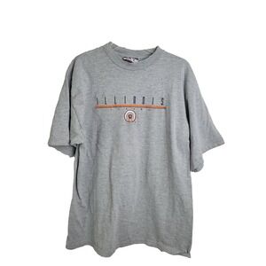 Illinois Fighting Illini T Shirt Mens Large Gray NCC Logo Graphic Single Stitch